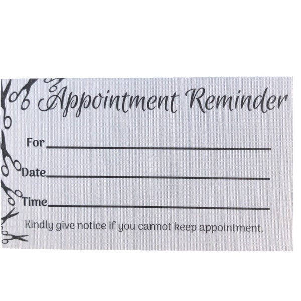 Scissors Appointment Reminder Cards (3.5" X 2", 100 Pack) Stylist, Salon, Hairdresser, Groomer