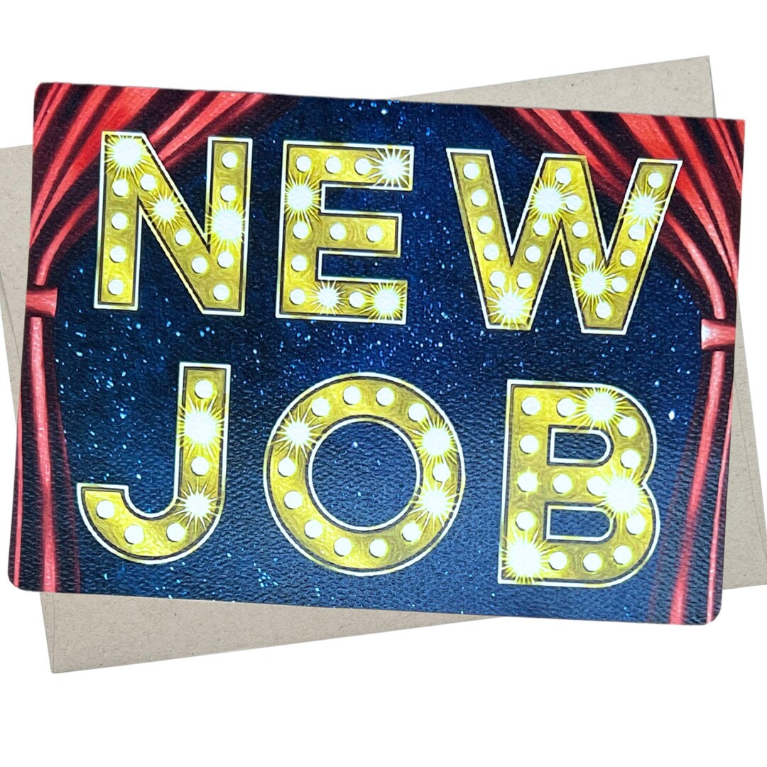New Job Card 7X5 Inch, Blank Inside Good Luck Card, Congrats Card for ...