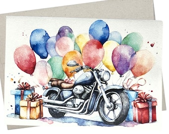 Motorcycle Birthday Card (1 Premium Card, 5X7 Inch) also for motorcycle themed promotion, retirement or Father's Day note - 887