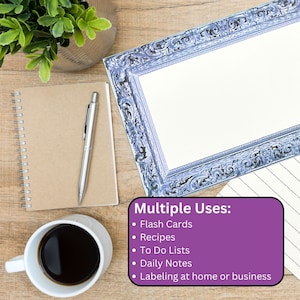 5X8 Framed White Index Cards (100 Cards Per Pack, 8 x 5 Inches) Flashcards, Study Cards