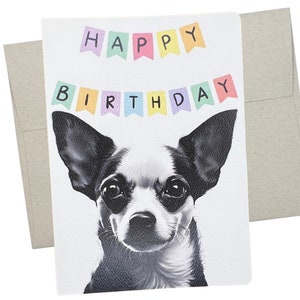 Chihuahua Birthday Card, Dog Birthday Card (1 Premium Folded Card, Blank Inside, 5X7 Inches) cute card from dog for men and women - 455