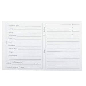 Witte Stylist-klantenkaart (50 per verpakking, 5X8 Inch) Voor kappers, massage, cosmetologie.