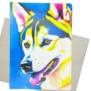 Artistic Siberian Husky Greeting Card, Blank Inside (5x7)