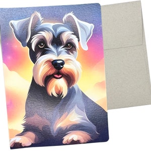 Colorful Dreamy Schnauzer Card, Schnauzer Birthday Card (1 Premium Quality Folded Card, Blank Inside, 5X7 Inches) for All Occasions - 477