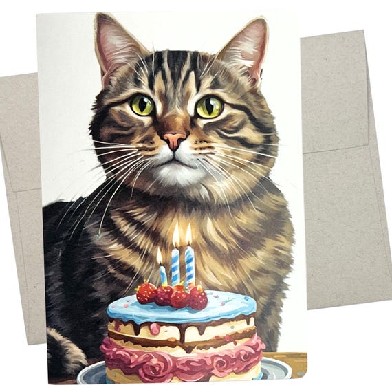 Whitman And Daughter Geburtstagskarte Mit Orangefarbener Katze – Premium-Karte 12,7 X 17,8 Cm, Innen Blanko