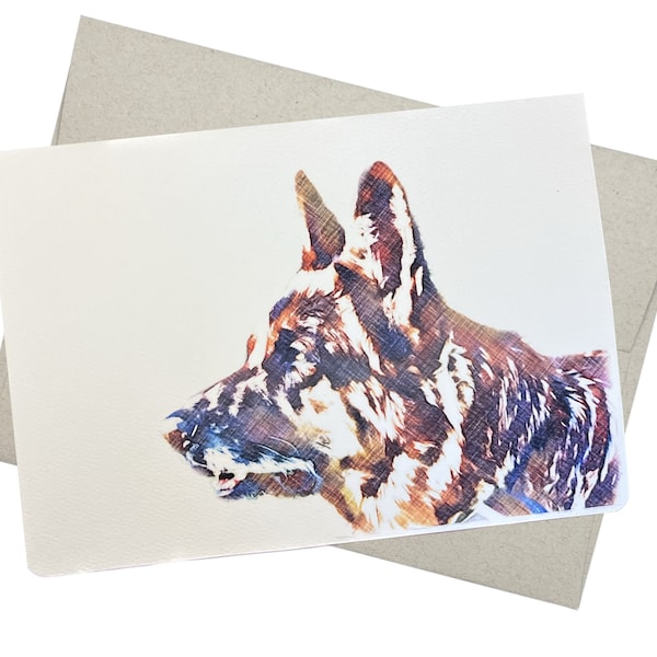 German Shepherd Greeting Card with Envelope (5X7 Inches and Blank Inside) for Birthday, Anniversary, Sympathy, or from a Veterinarian