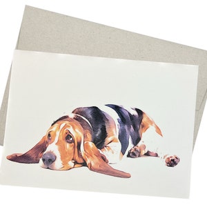 Basset Hound Greeting Card with Envelope (5X7 Inches and Blank Inside) for Birthday, Anniversary, Sympathy, or from a Veterinarian
