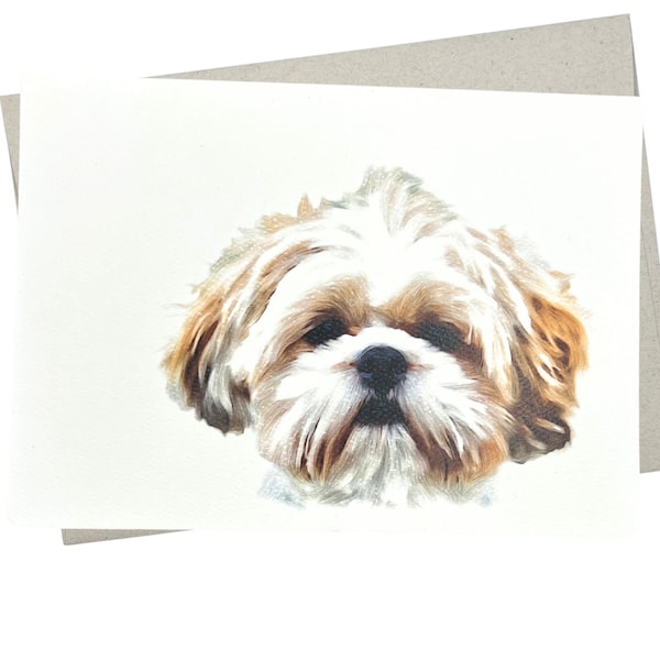 Shih Tzu Greeting Card with Envelope (5X7 Inches, Blank Inside) for Birthday, Farewell Messages, Get Well, Pet Sympathy, and Dog Love - 243