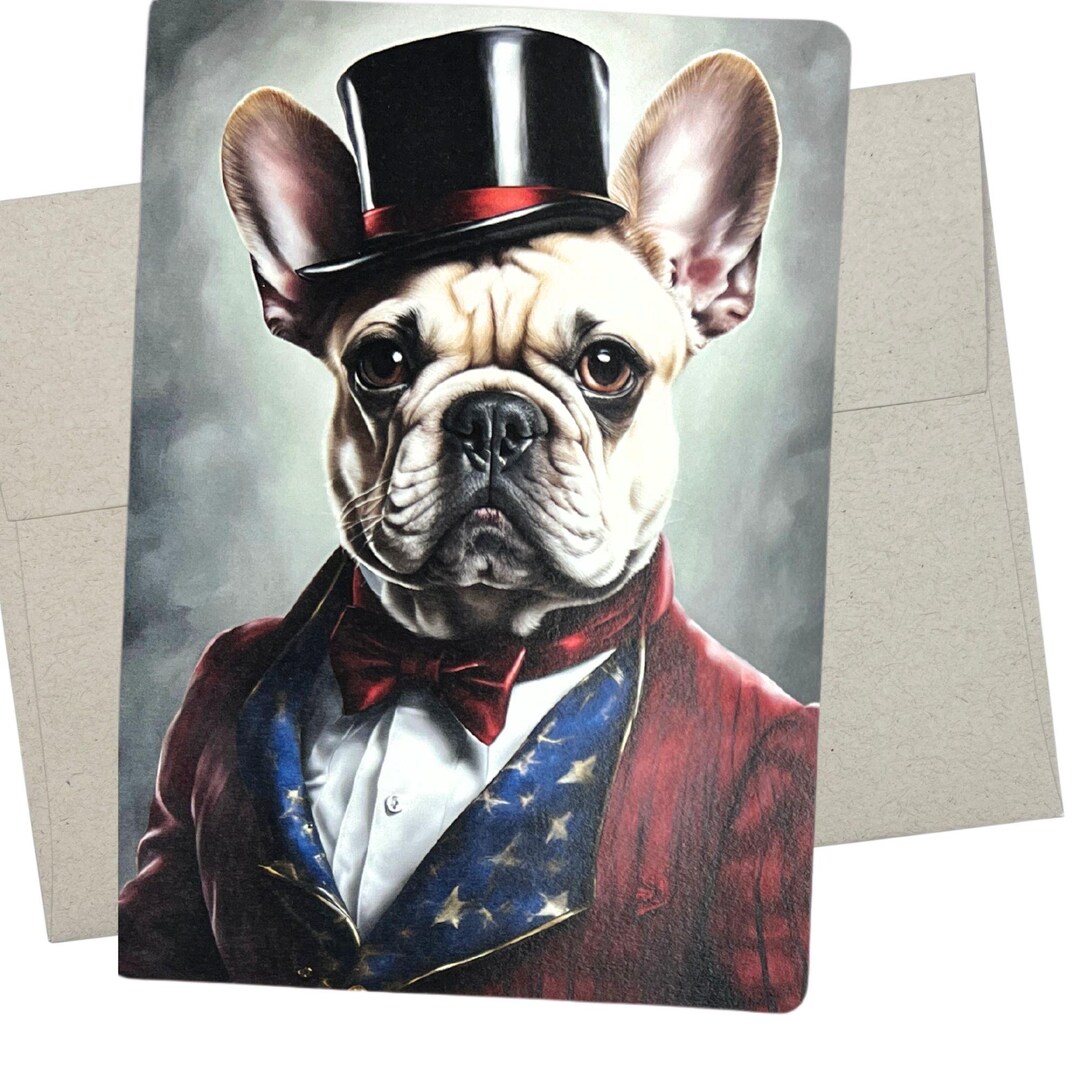 Frenchie Magician Birthday Card (7X5 Inch and Blank Inside for All ...