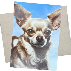 Chihuahua Birthday Card ( 1 Premium Card, 5X7 Inches) fawn chihuahua card for dog lovers also tan chihuahua thinking of you card - 596