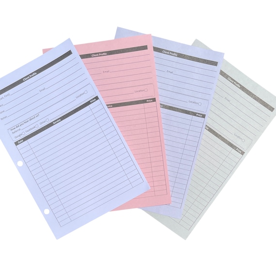 Salon Client Profile Cards, A5 Binder Inserts, Record Keeping (100 Pack) -  Etsy