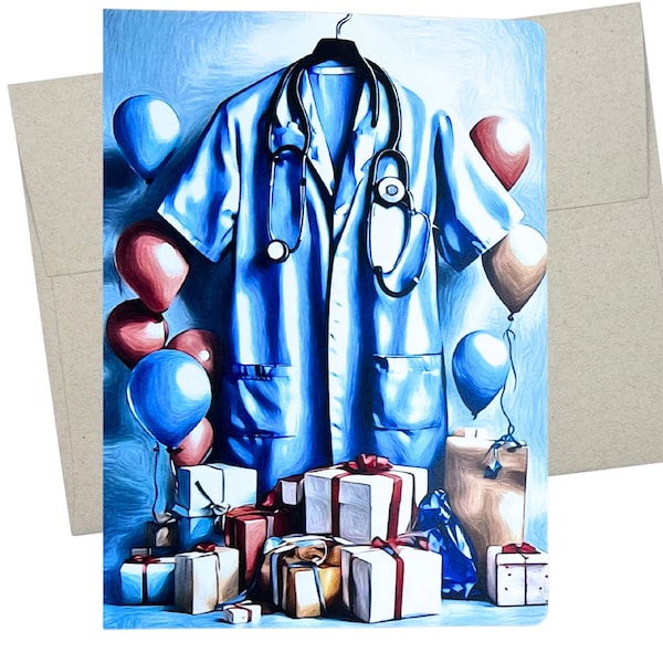Nurse Appreciation Card, Medical Birthday Card (1 Premium Folded Card, Blank Inside, 5X7 Inch) doctor retirement, graduation birthday - 800