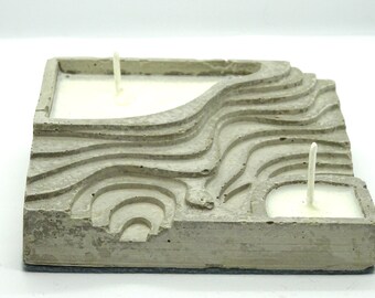 2 Wick Zen Garden Concrete Soy Wax Candle (Lavender)