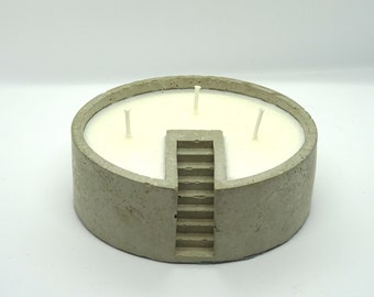 3 Wick Sculptured Concrete Soy Candle (Lavender)
