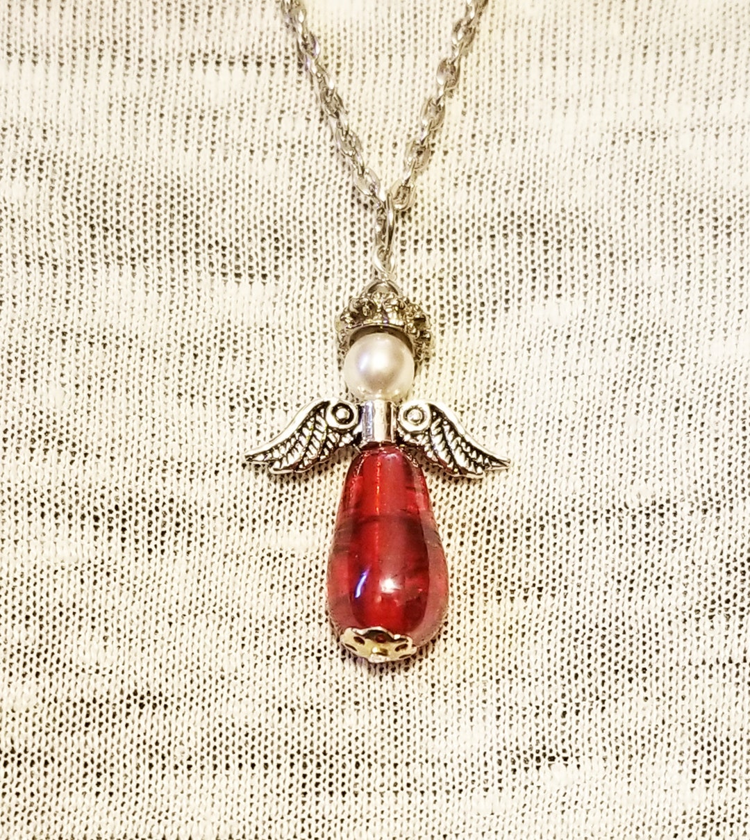 Christmas Angel Necklace Red Christmas Necklace Holiday Etsy New Zealand