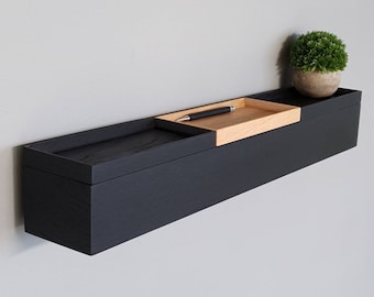Schmalen Flur einrichten - moderner Flur - schmale Wandkonsole Flur 72 cm breit - schwebende Wandkonsole - Konsolentisch schwarz - Flurmöbel