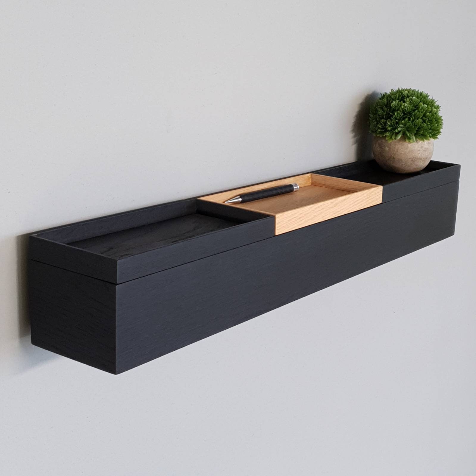 Schmalen Flur einrichten - moderner Flur - schmale Wandkonsole Flur 72 cm breit - schwebende Wandkonsole - Konsolentisch schwarz - Flurmöbel
