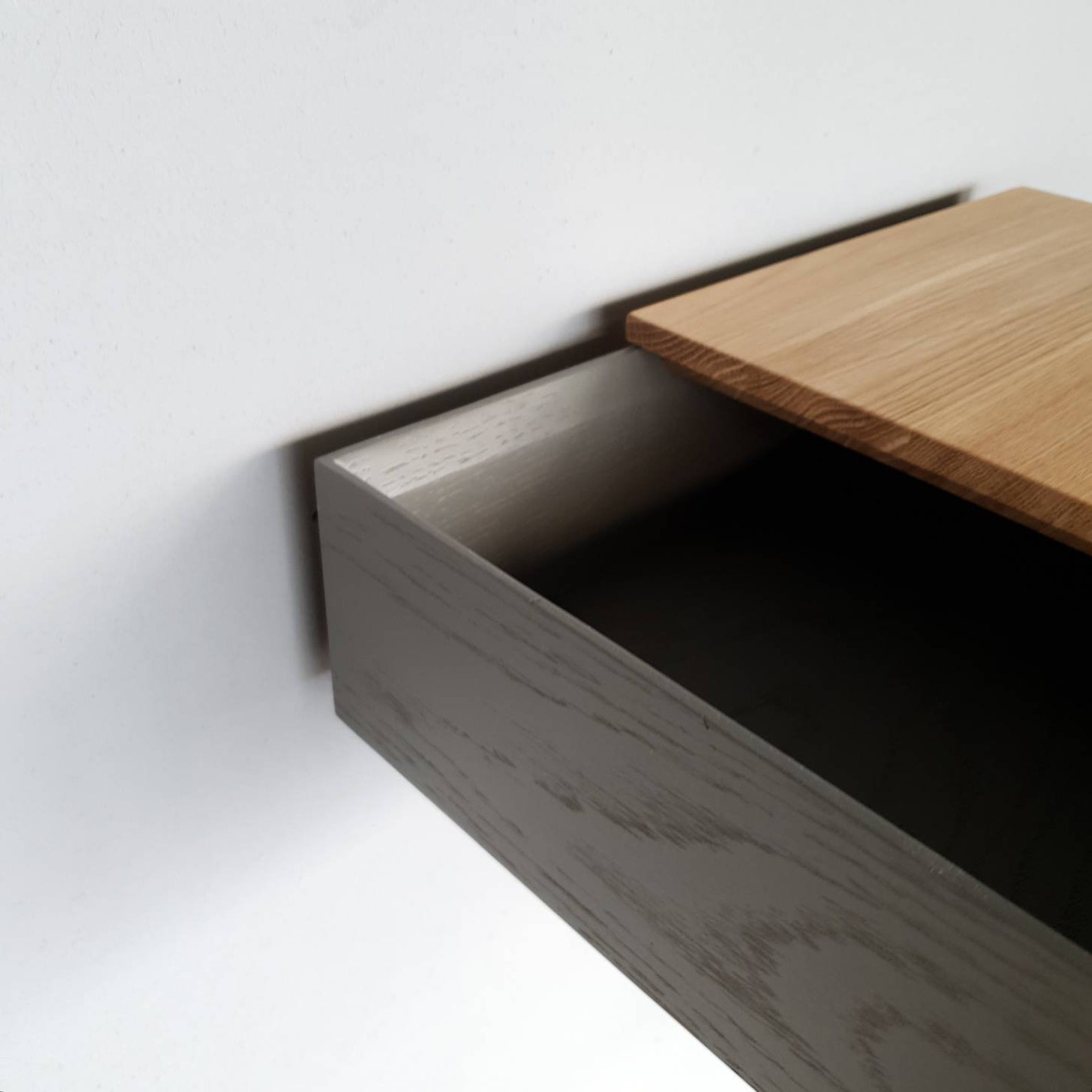 Narrow floating bedside table in oak dark grey bedside table Etsy
