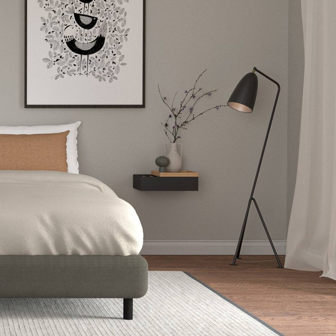 2 X pair Narrow Floating Bedside Table Made of Oak Wood Etsy UK