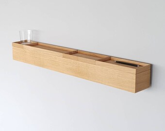 96 cm Wandkonsole Holz - Konsolentisch Eiche - Flurkonsole - Flur Organizer - Schlüsselablage Holz - entryway hallway console wall hung