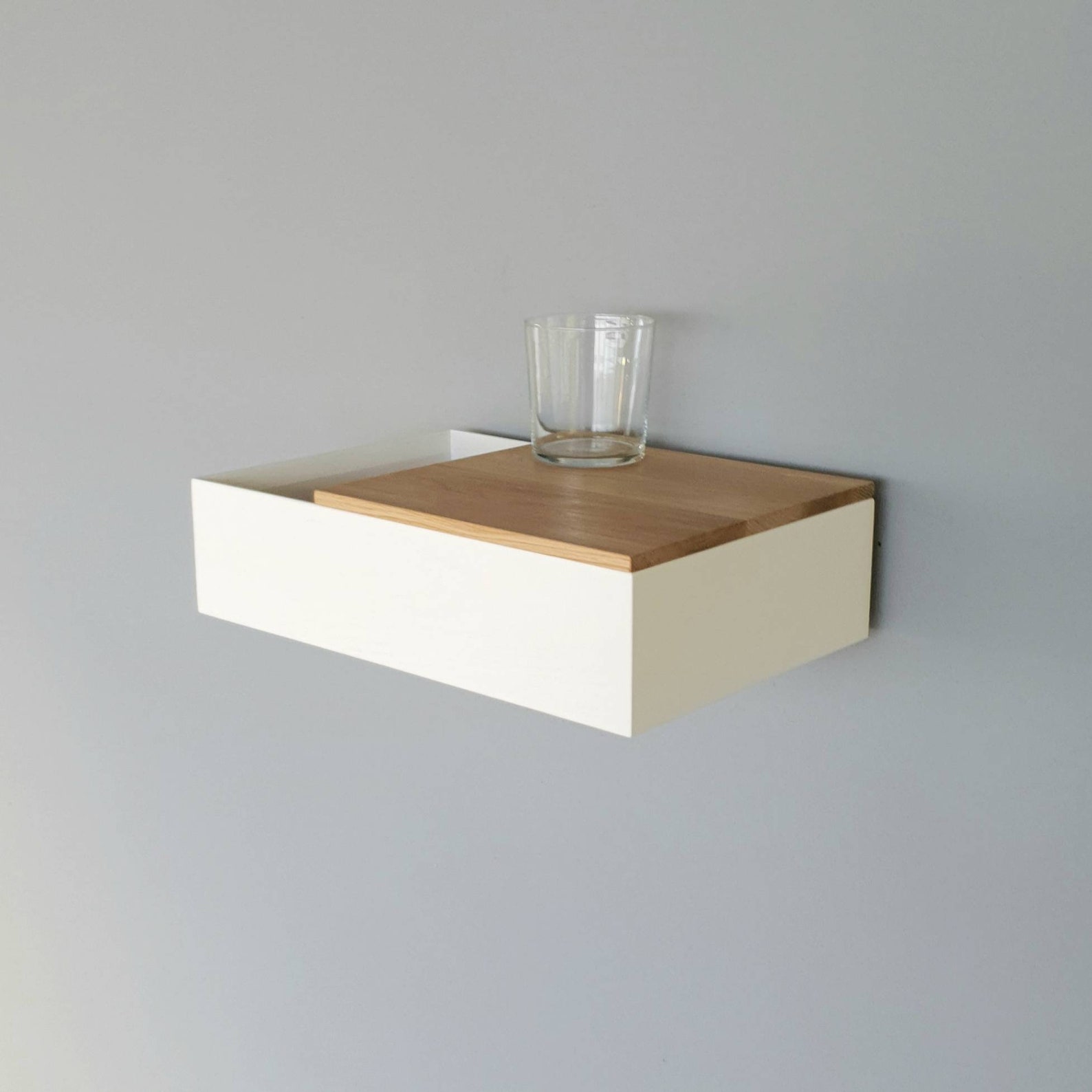 Narrow floating bedside table made of oak wood white wood Etsy