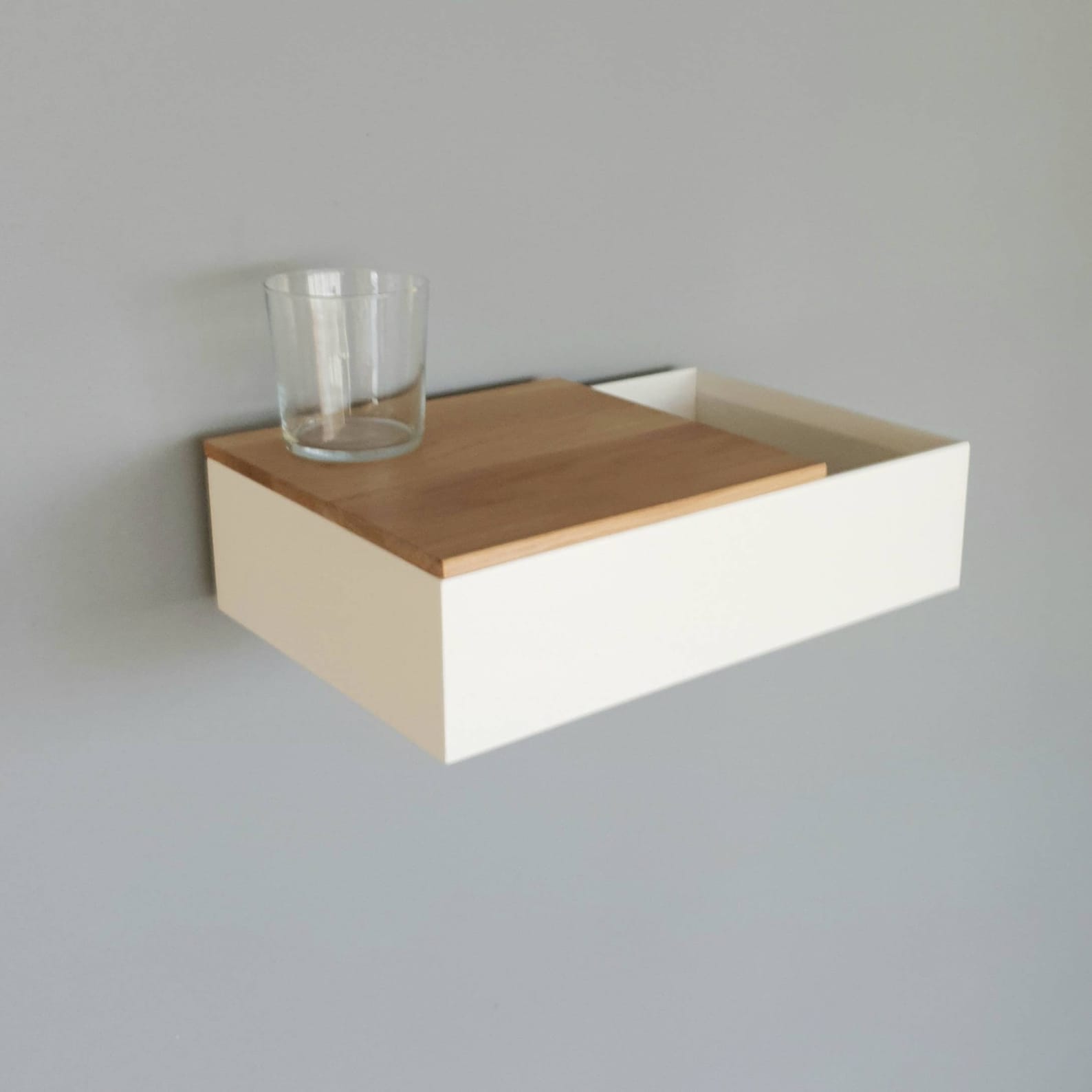 Narrow floating bedside table made of oak wood white wood Etsy