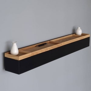 Long narrow hallway - 96 cm black wall console wood - console table oak - hallway console - hallway organizer - key rack wood