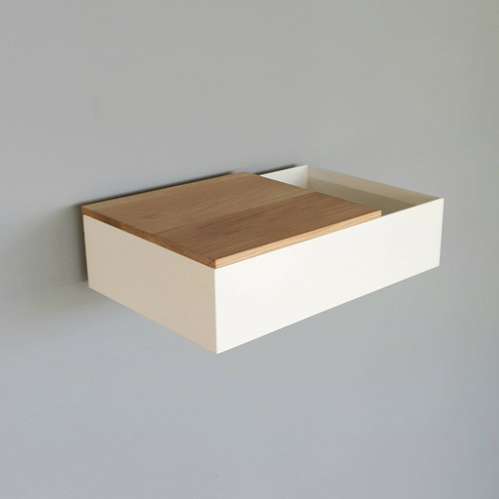 Narrow floating bedside table made of oak wood white wood Etsy