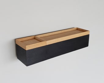 48 cm narrow wall console - floating black wall console - wooden wall shelf - key rack - key storage