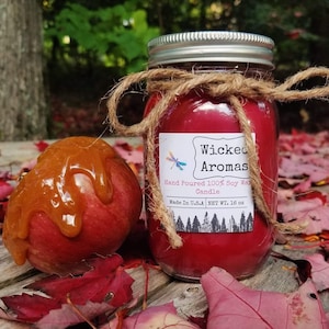 Candied Apple Soy Wax Candle: Handmade Fall Decor (16 oz)