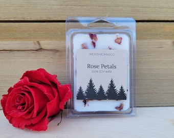 Rose Petals Soy Wax Melts, Floral Scented, Dried Flowers