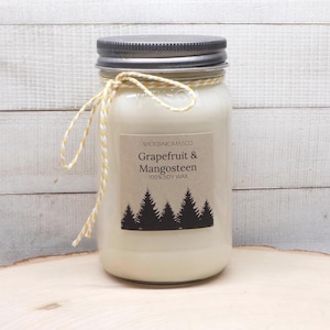 Grapefruit and mangosteen scented soy wax candle, Handmade 16 oz mason jar candle