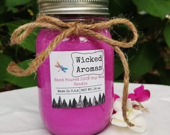 Sea Salt & Orchid Candle: Hand Poured Soy Wax, 16 oz, Mason Jar decor