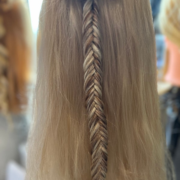 Fishtail Braid Clip In Hair Extension • Blonde with highlights • Comes in various colors • Mermaid • Festival