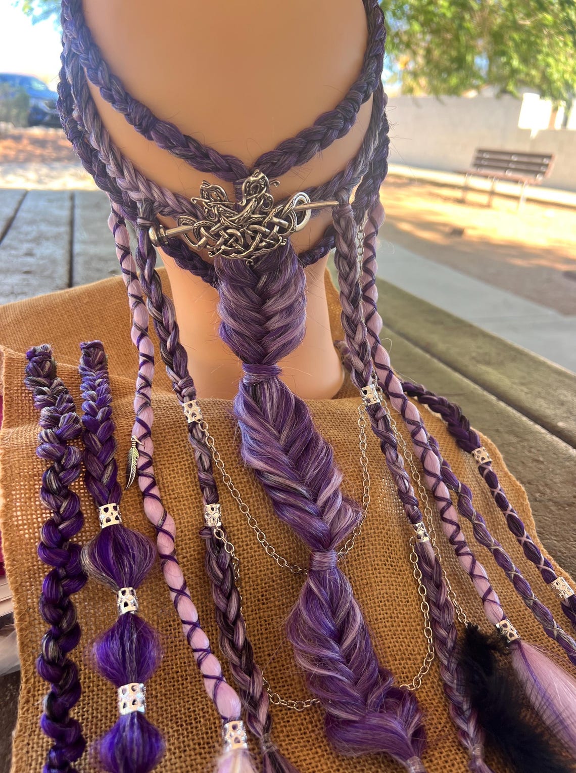 Viking Braid Halo Hair Extension: Wedding Hairpiece With Charms - Etsy