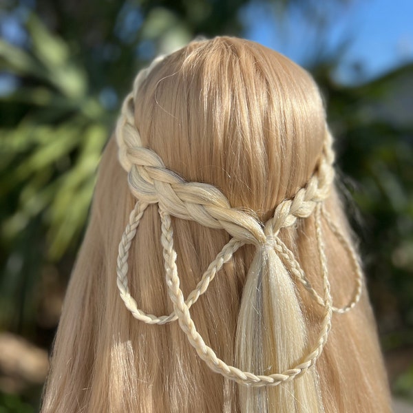 Ash Blonde Halo Braid Extension • Clip-In • Bridal Hair Extensions • Wedding Hair Extensions • Renaissance Braids