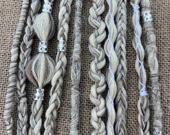 Light Blonde and Dark Brown Boho braids with viking dreadlocks • Clip In or Ponytail