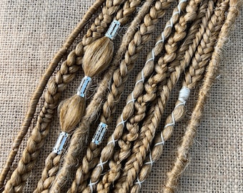 Honey Blonde Clip in braids with viking dreadlocks