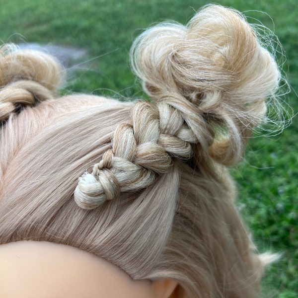 Clip-In Dutch Braid with Messy Space Bun  • Set of (2) • Dance Hair • Festival Hair • Various Hair Colors