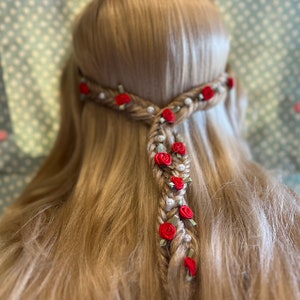 Double Fishtail Clip In Braid with flowers