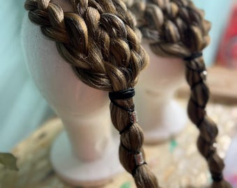 Pirate Faux Hawk Wrapped Ponytail with Skull or Viking Bead• Bald or Clip in • Renaissance • Black Beard • Octoberfest • Halloween • Cosplay
