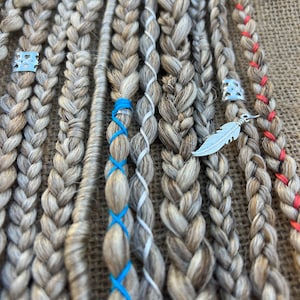 Mixed Blonde Clip in braids with Viking dreadlocks •  Coral and turquoise accessories • Festival hair braids