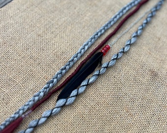 Silver Viking Braids with feather and fishtail braids • feathered hair clip • hair feathers • hair falls
