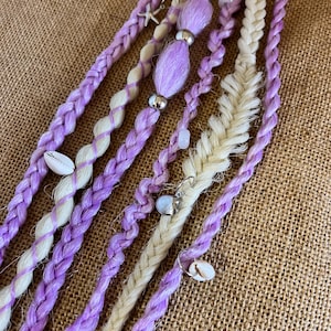 Mermaid Braids: Lavender Hair Extensions with Seashell Charms