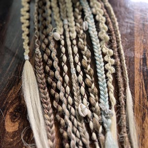 Beach Braids and Dreads • Blonde Brown and Turquoise Mix • Clip in or Ponytail • Various Hair Colors