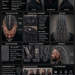 Custom Viking Mohawk Hairpiece | Clip-In or Bald Head Extension | Warrior Hair Piece | Festival Hair | Cosplay | Medieval | Renaissance |