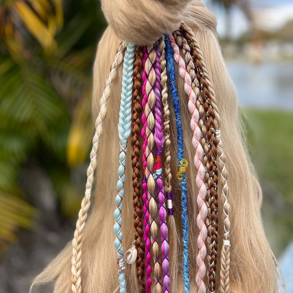 Island Paradise Viking Dreads • Clip in or Ponytail • Various Hair Colors