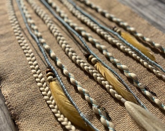Clip-In Braids with Feather • Aqua Hair Wrap• Fairy Hair Extensions • Mane Clips