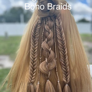 Fishtail braids with viking dreadlocks • Boho braids - Light Brown