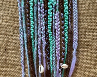 Pink/blue/lavender/mixed hair color •Synthetic Dreads and braids Smooth dreadlock extensions for Boho Hair •SE dreads •Pre looped or clip in